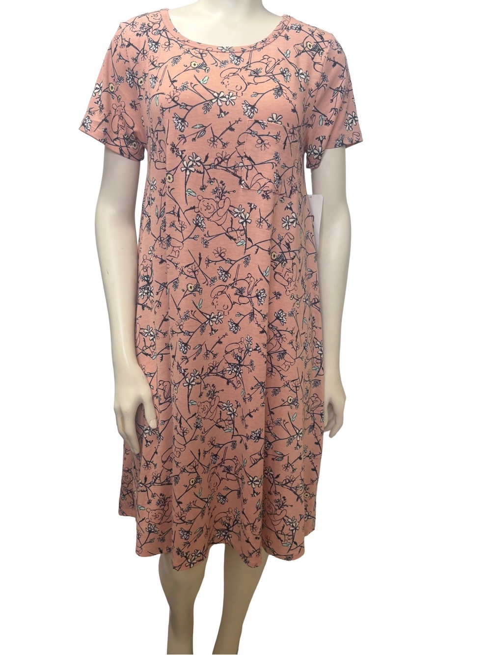 LuLaRoe Peach Floral Short Sleeve A-Line Dress